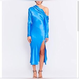 Chic One-Shoulder Blue Dress
